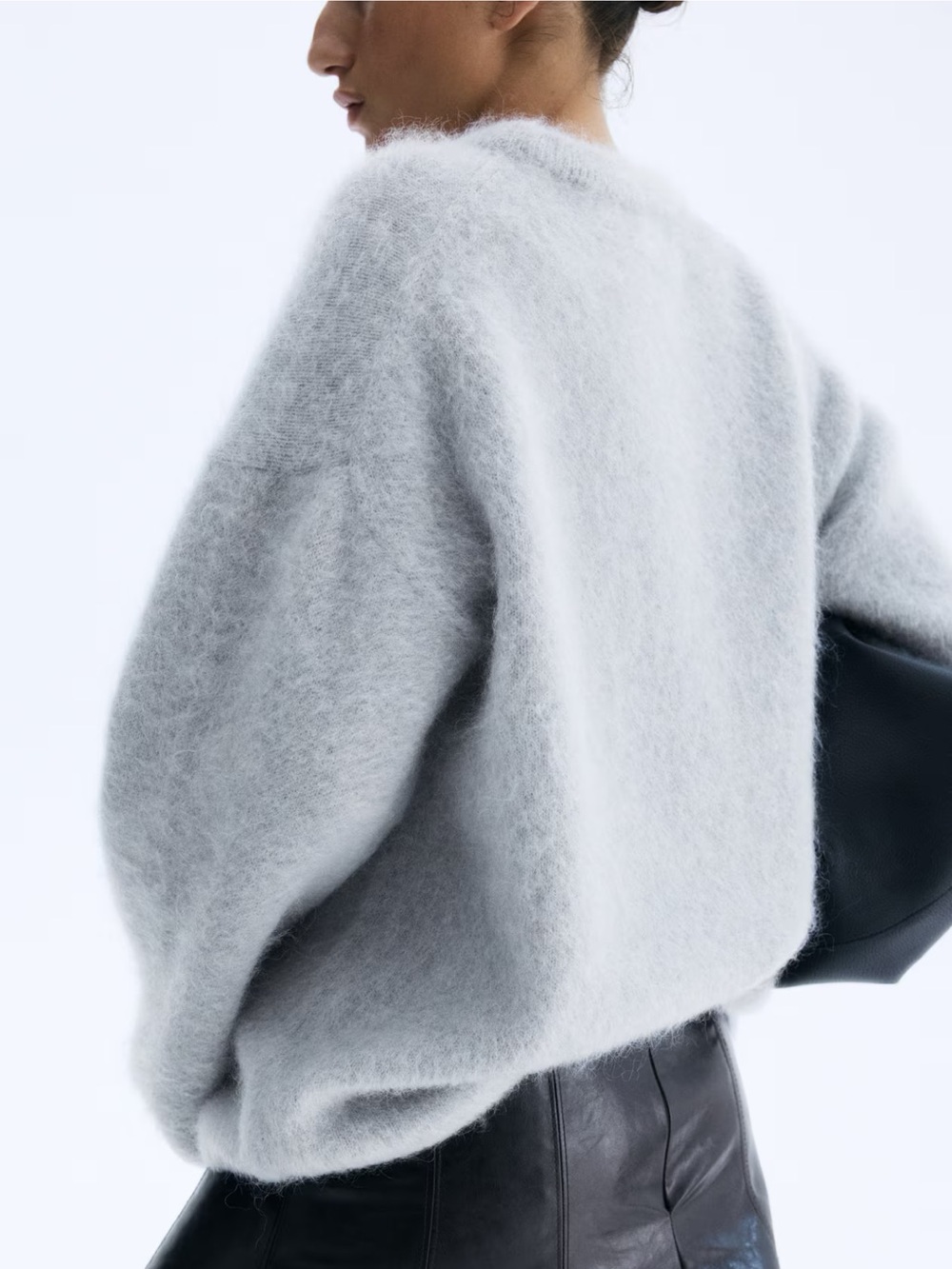New H&M Oversized Mohair Blend Classic Sweater in Light Gray